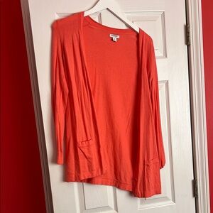 Bright Coral Open Cardigan